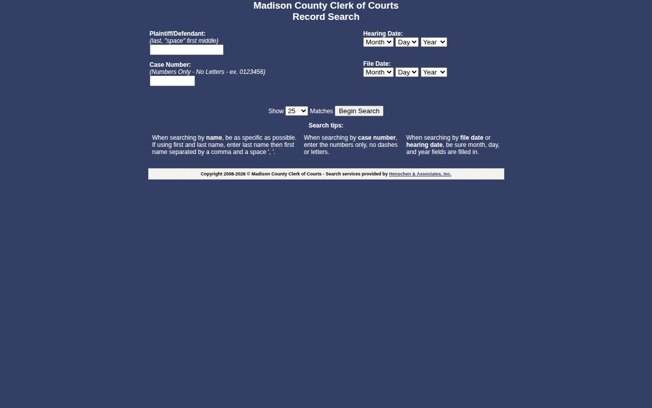 Madison County Common Pleas release record case search