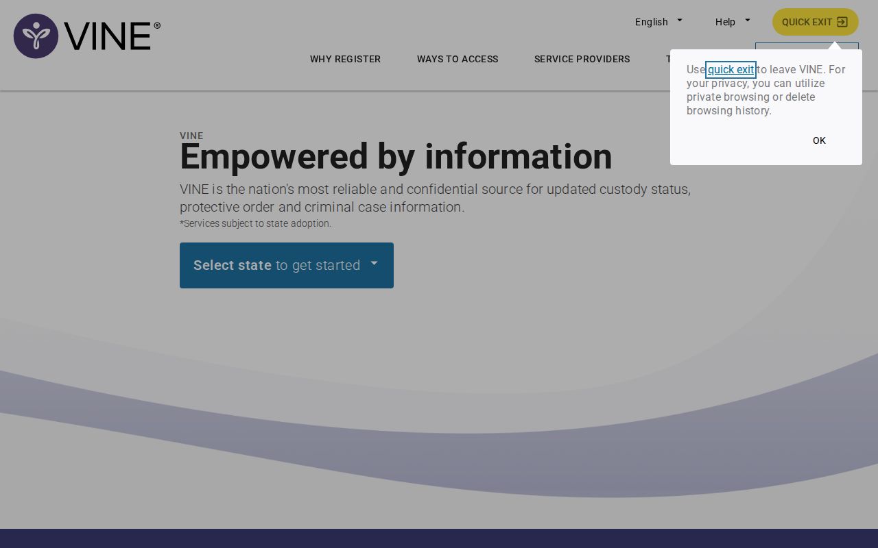 VINELink inmate search entry for a Madison County release check